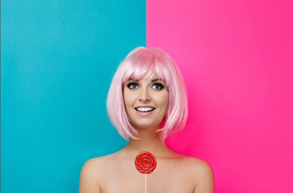 woman with pink hair