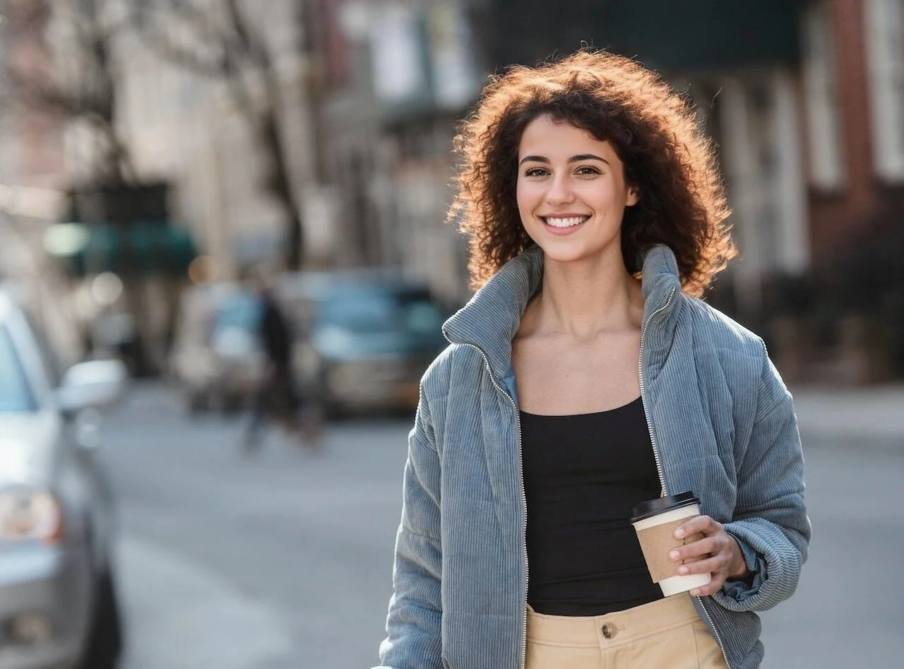 woman posing on a street