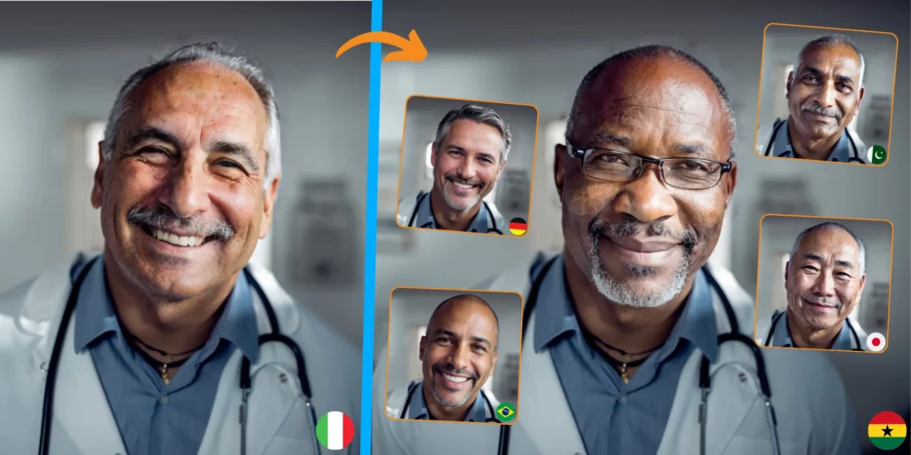 Variation de face eraseid, plusieurs pays