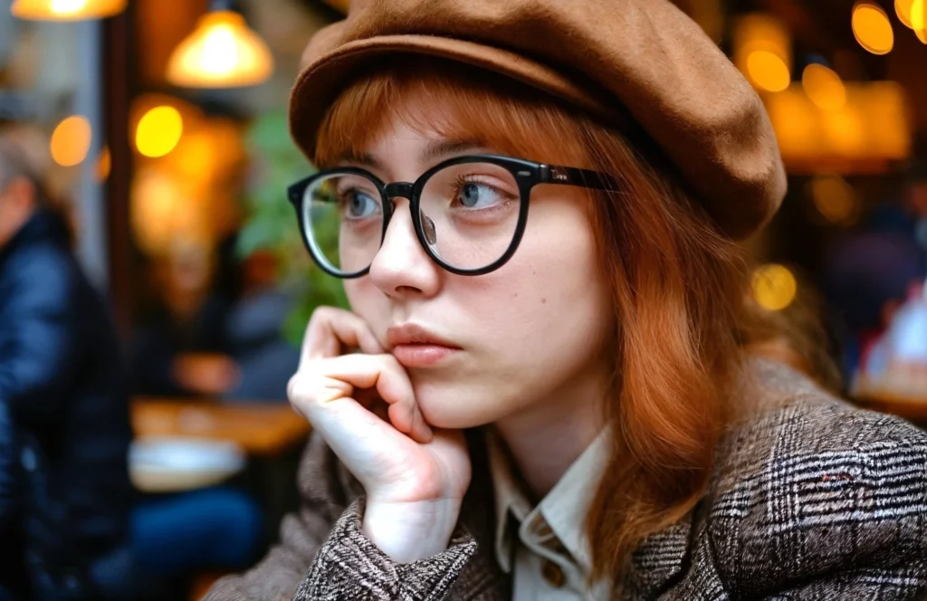 woman with glasses with red hair