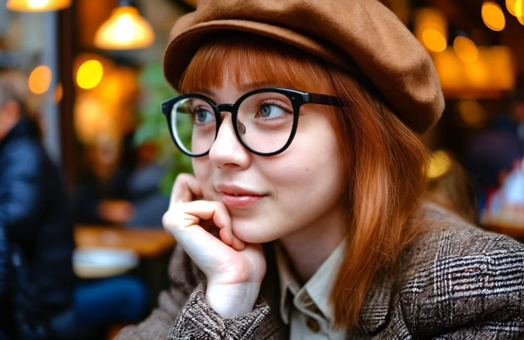 woman with glasses with red hair