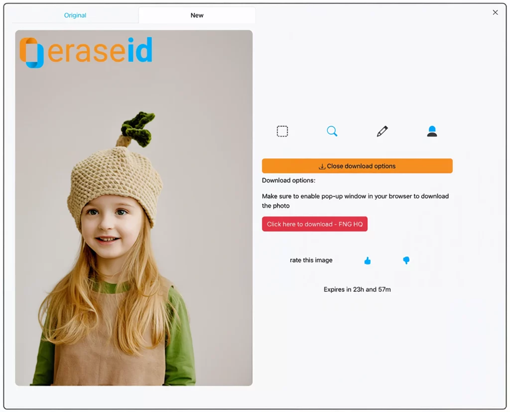 screen shot of EraseID change expression, kid, download