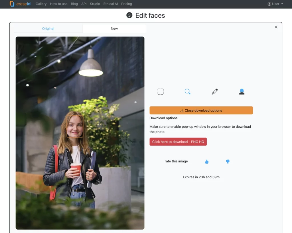 Image de sortie finale de Smiling Face AI utilisant EraseID