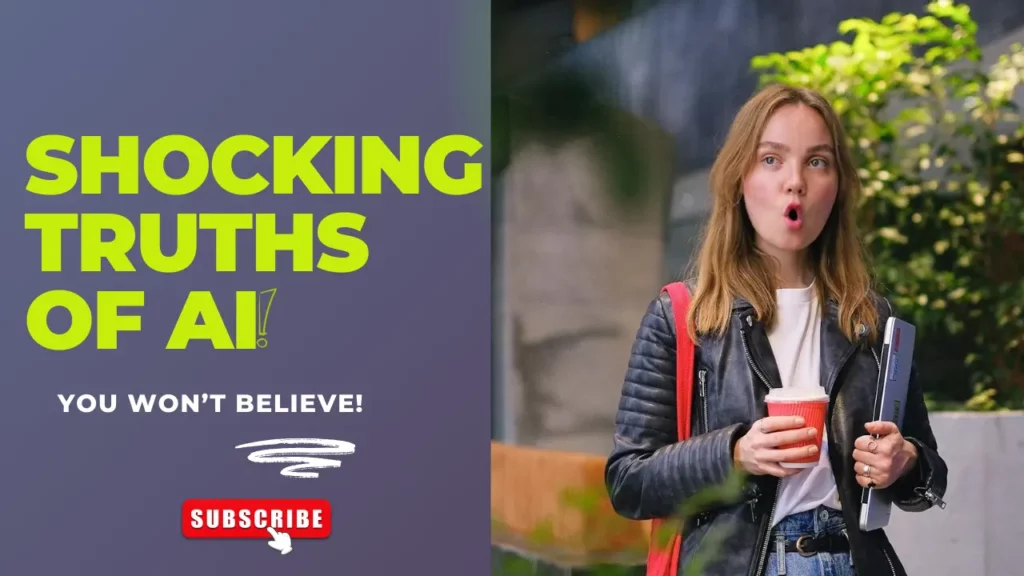Miniature YouTube d'une femme choquée parlant de vérités choquantes sur l'IA que vous ne croirez pas