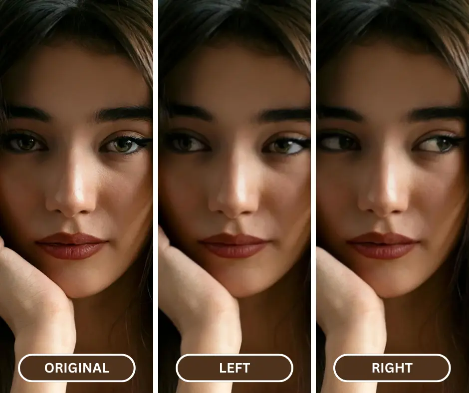 woman with variation of eyes direction