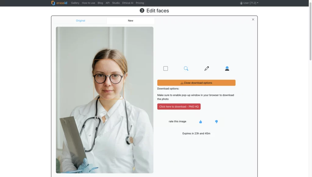 image finale de remplacement numérique du visage à l'aide de EraseID