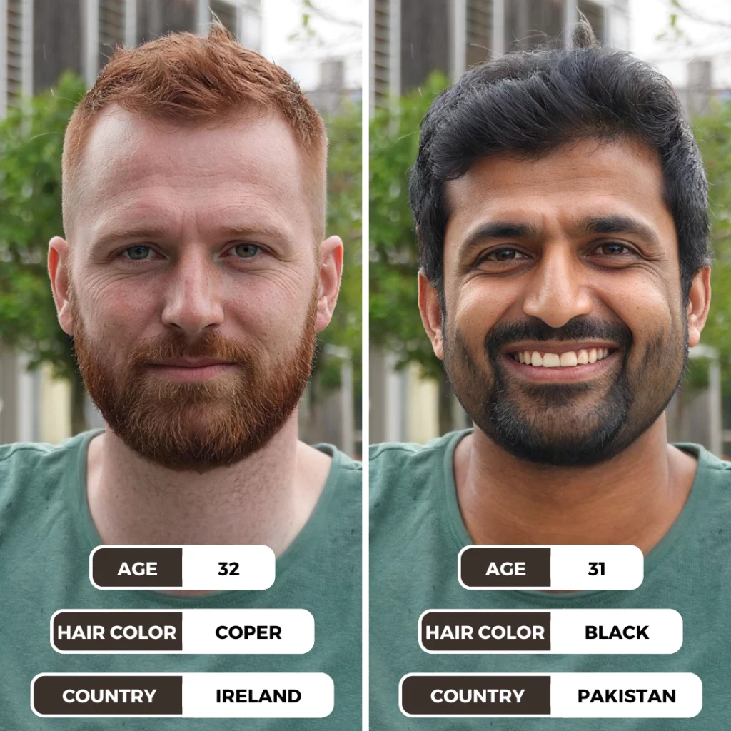 remplacement numérique du visage sur l'image d'un homme d'Irlande dont l'identité a été changée en celle d'un Pakistanais aux cheveux noirs