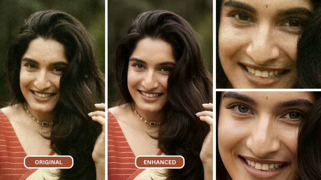 Image claire AI d'une femme portant un sari et un collier en or