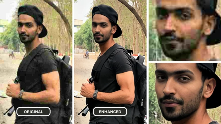 Déflouter l'image d'un homme portant un t-shirt noir et un chapeau