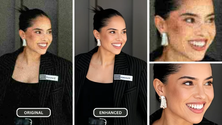 flouteur d'image par SuperID sur une image d'une femme en costume noir