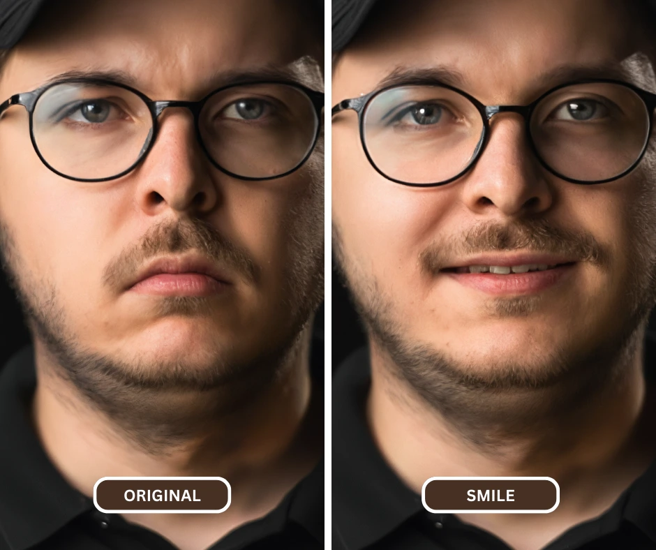 Imagen de primer plano de un joven con anteojos sonriendo usando EraseID