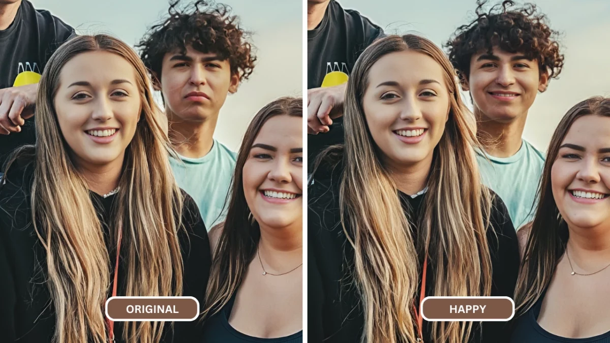 Apprenez à mettre un smiley sur une photo d'un groupe d'amis ensemble