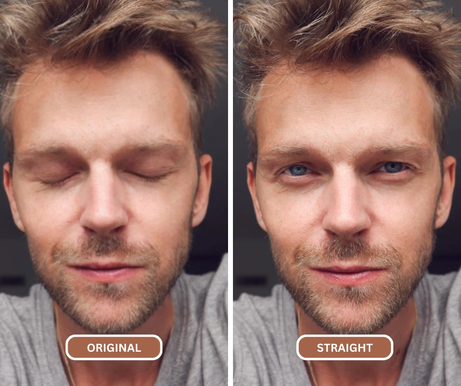 fixateur d'yeux ai utilisé pour ouvrir les yeux d'un homme aux yeux bleus et à la barbe