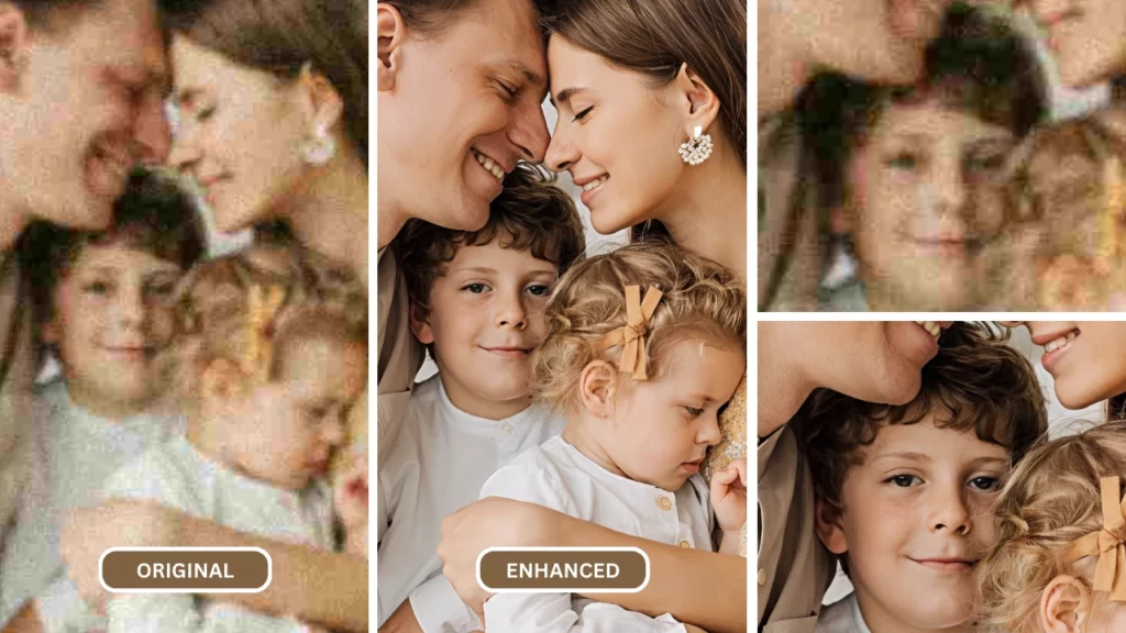 meilleur convertisseur d'image nommé SuperID améliorant l'image d'une belle famille