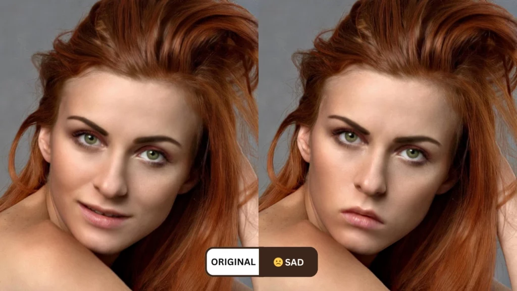 Trauriges Gesicht wird mit der Funktion „Ausdrücke ändern“ von EraseID erstellt