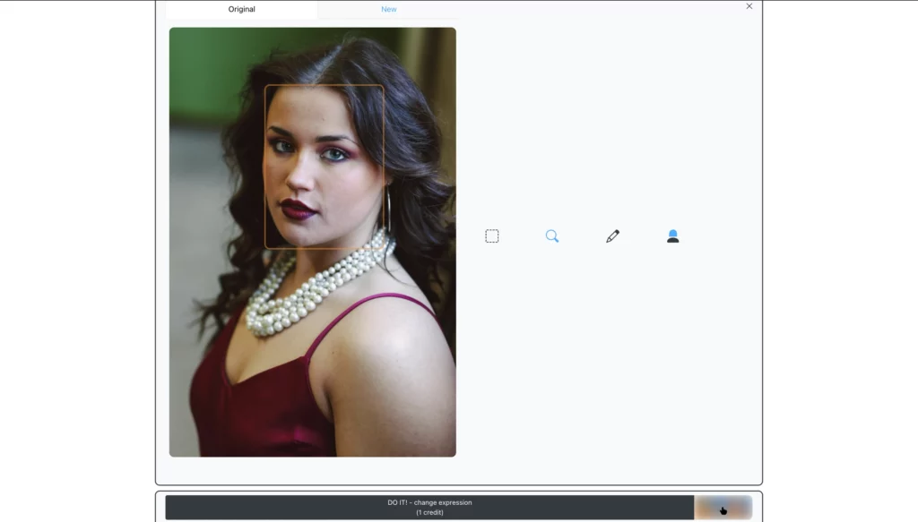 Uploading an image of woman in maroon dress on EraseID