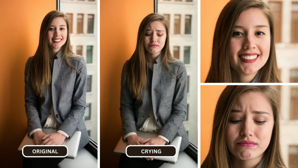 Femme blonde portant une veste grise tout en gardant un ordinateur portable sur ses genoux