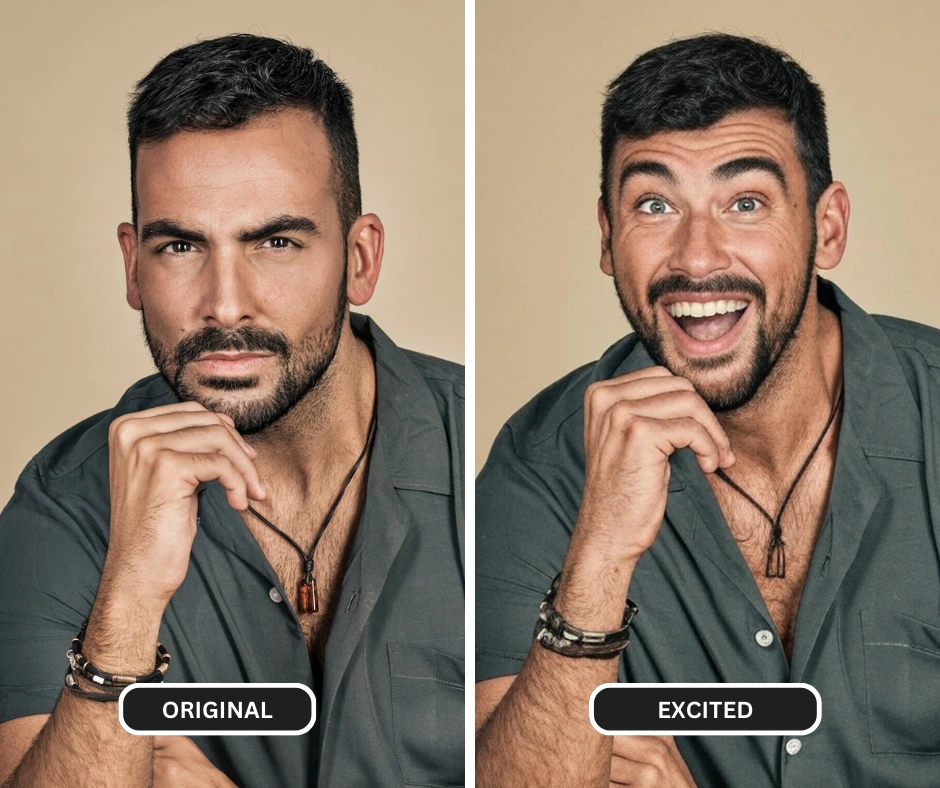 Man in grey shirt and bands with short hair