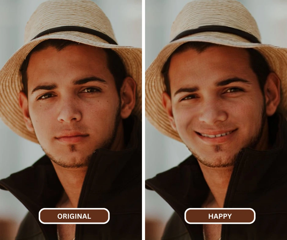 Happy image of AI being used on an image of man in hat