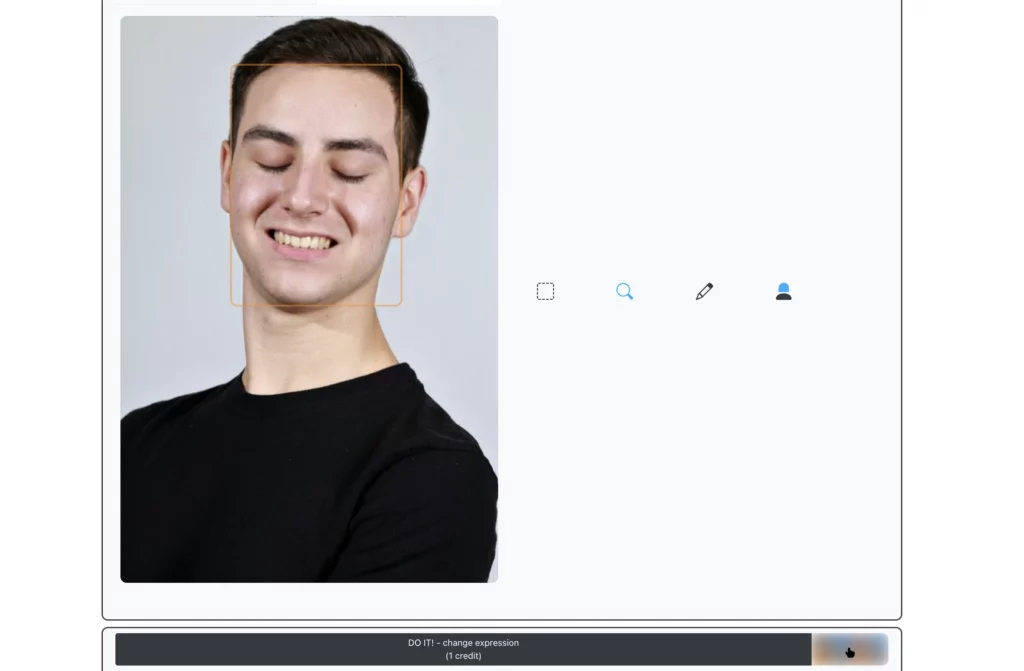 Correggi gli occhi chiusi nella foto dell'iPhone usando EraseID di un'immagine di un uomo con una maglietta nera