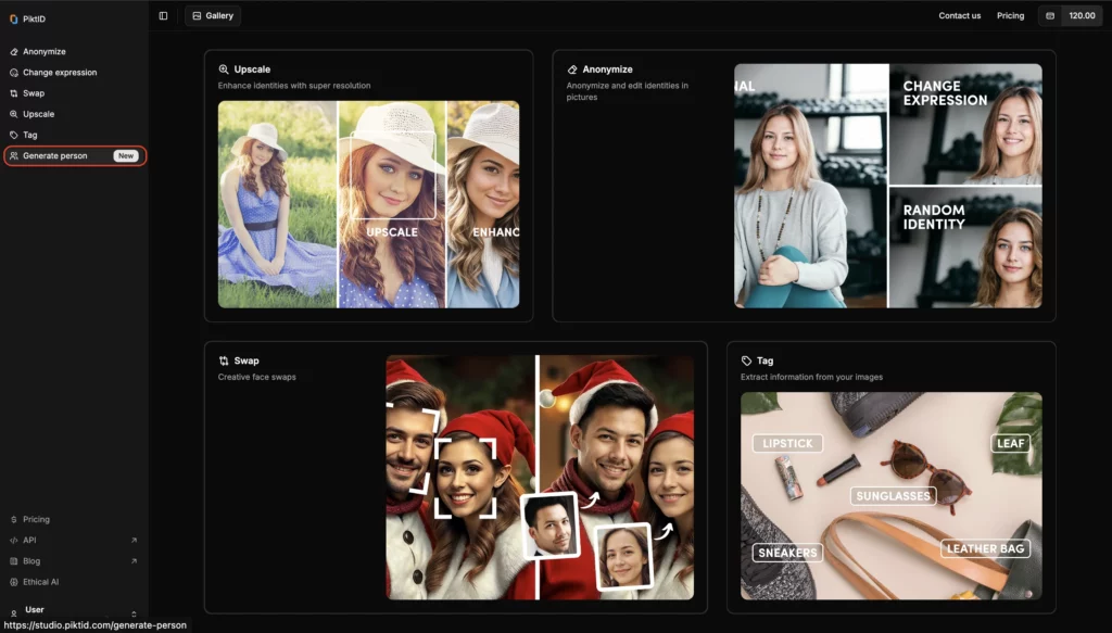 Auswählen von „Personenbild generieren“ von PiktID mithilfe des PiktID-Studios