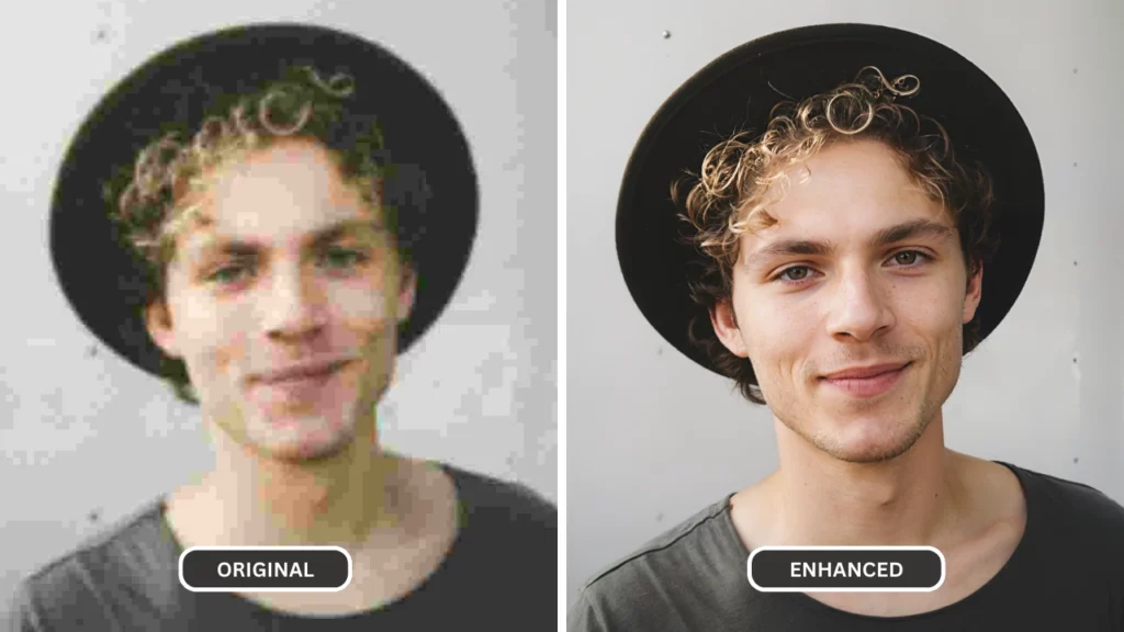 mettant en valeur l'image d'un jeune homme portant un chapeau et un t-shirt vert olive