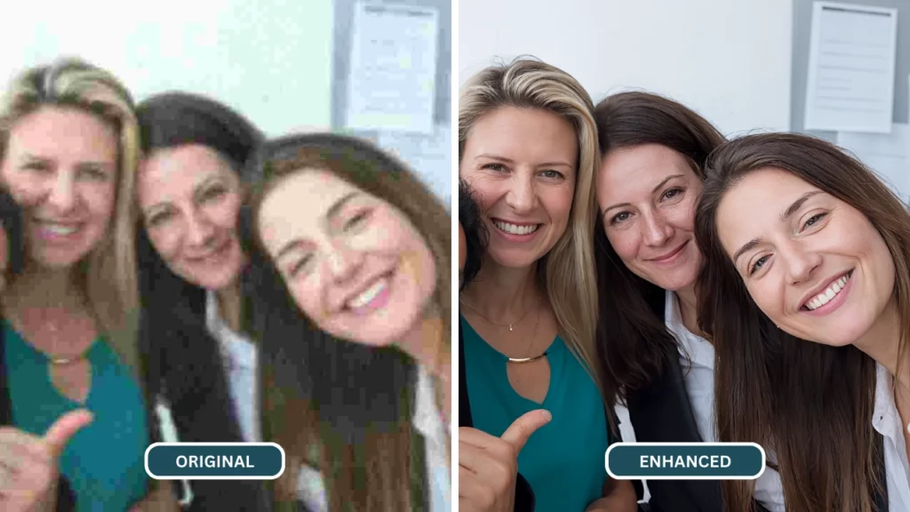trois femmes dans un bureau prenant un selfie