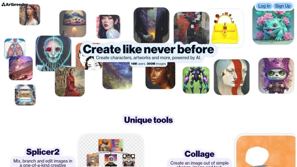 screenshot of the artbreeder website