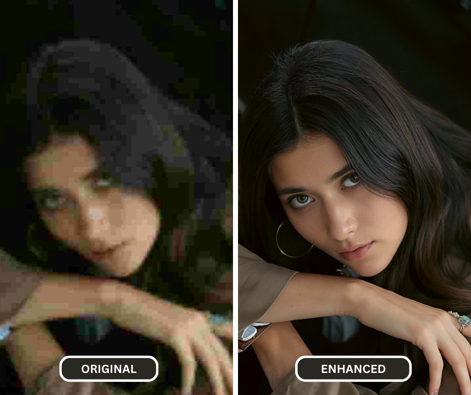 image de comparaison d'une femme aux longs cheveux noirs