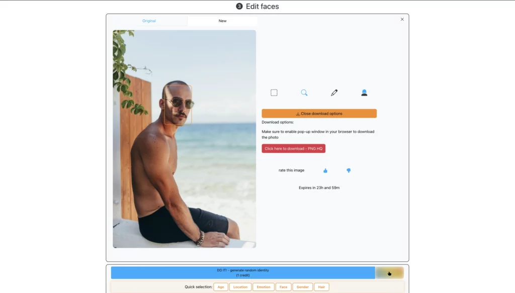 Final image being created by EraseID by applying a mustache on the bald man's image using AI