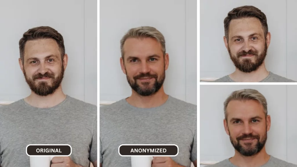 Mann in grauem T-Shirt und Bart, anonymisiert mit Generate Person von PiktID Studio unter Verwendung des Leitfadens Welche Herausforderungen stellt generative KI in Bezug auf Daten?