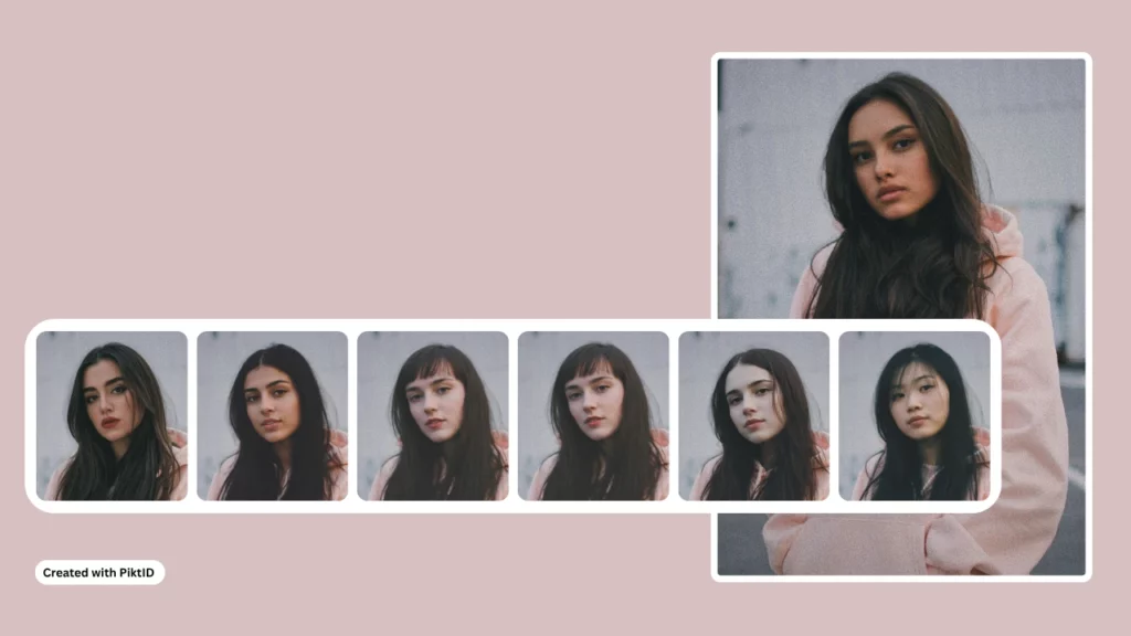 Using SwapID as the Best face swap tool on an image of a young girl with long hair and pink hoodie