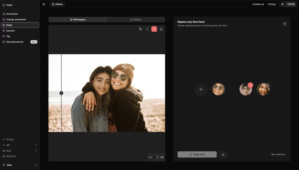 Efectos posteriores al cambio de la cara de una niña abrazando a otra mujer al usar la plataforma SwapID para realizar cambios en el intercambio