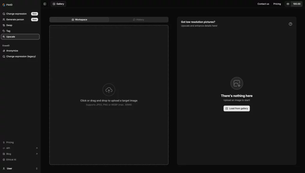 Upscale di PiktID: semplicemente intelligente, carica, migliora e scarica le tue migliori immagini in pochi secondi