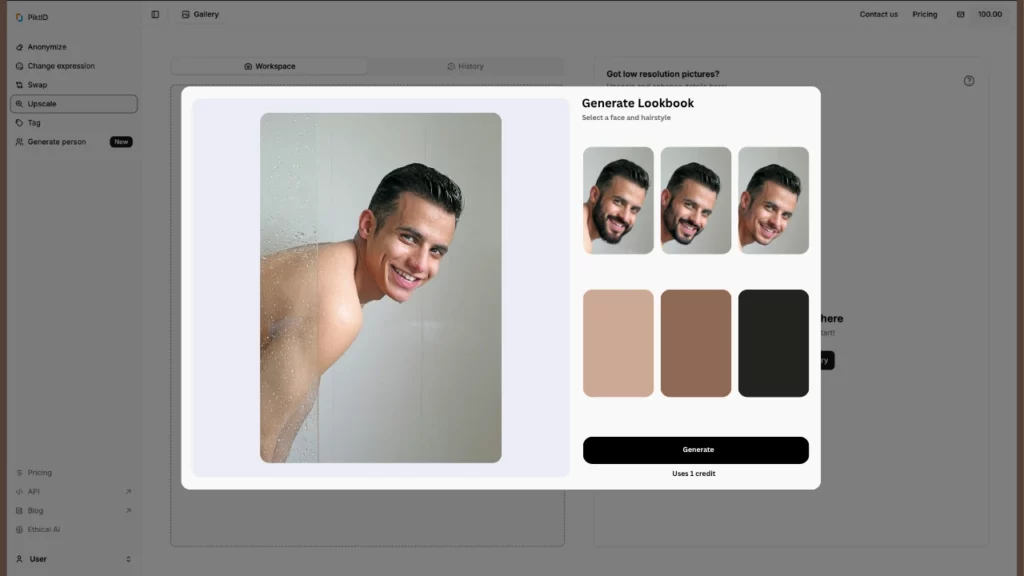 Usando el filtro de barba de PiktID para generar imágenes de un hombre con diferentes estilos de barba