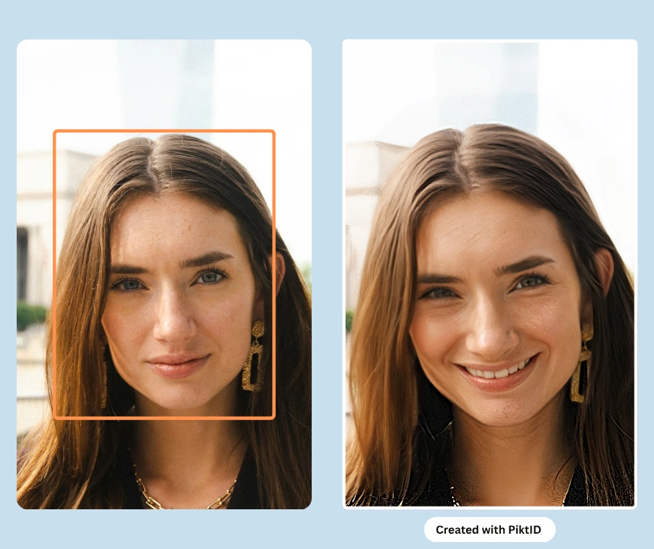Comparación lado a lado de una imagen de una niña con traje negro y aretes dorados.