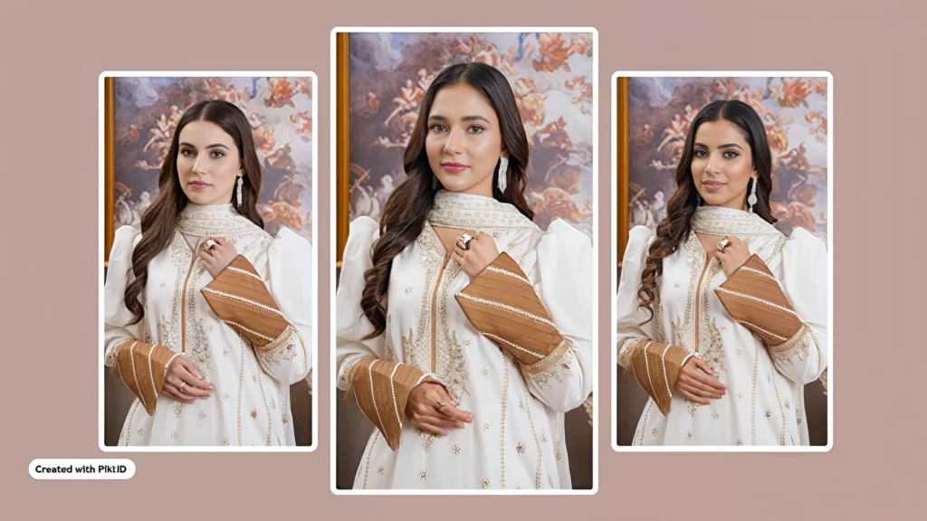 Frauen in traditioneller Kleidung, erstellt mit der Funktion „Person generieren“ von PiktID für die Anleitung „Was ist ein KI-Modell?“