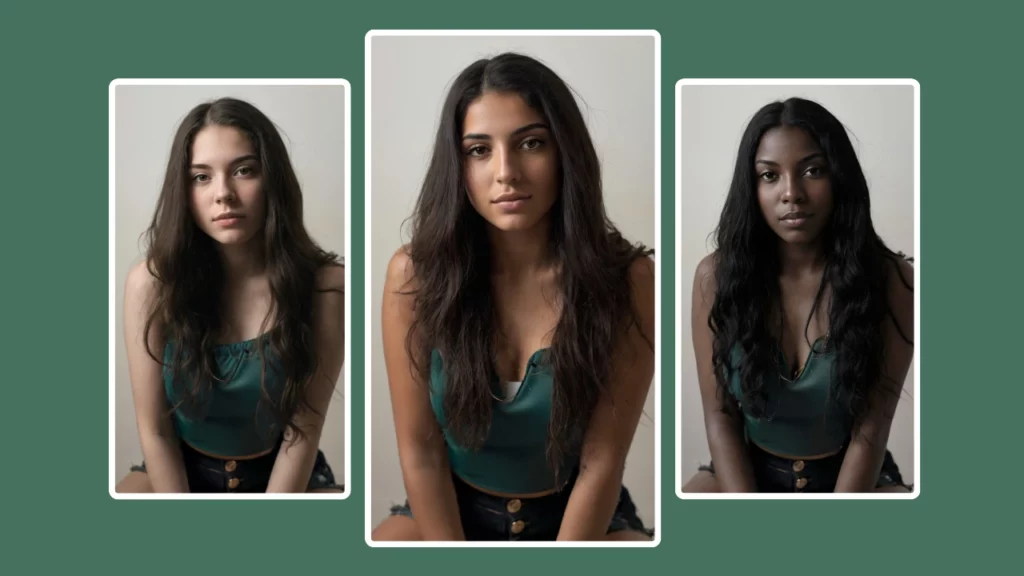 Three young girls from different origins created using an AI human generator using PiktID