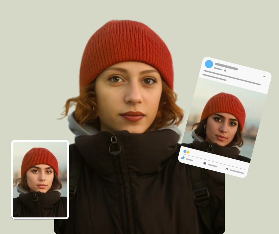 Tres imágenes de chicas con el mismo atuendo y chaqueta negra, con diferentes etnias.