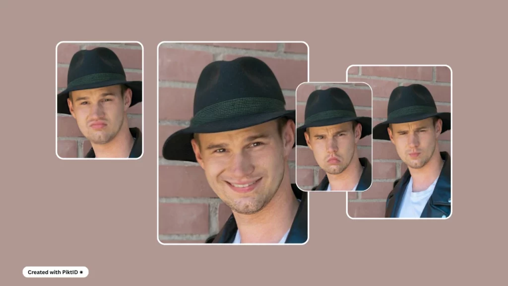 Close-up portrait of a stylish young man wearing a trendy hat, edited to emphasize facial clarity and highlight features. The retouching enhances eye sharpness and jawline structure.