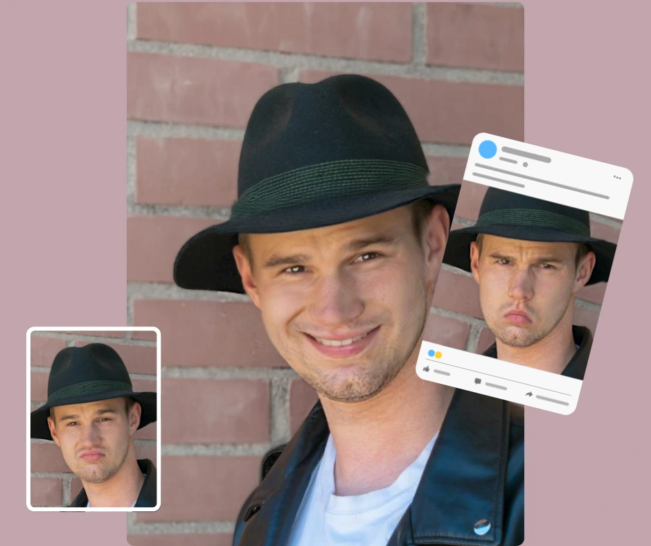 A social-media styled image of a man in a hat, featuring strong color correction and portrait-level face retouching to prepare it for high engagement online.