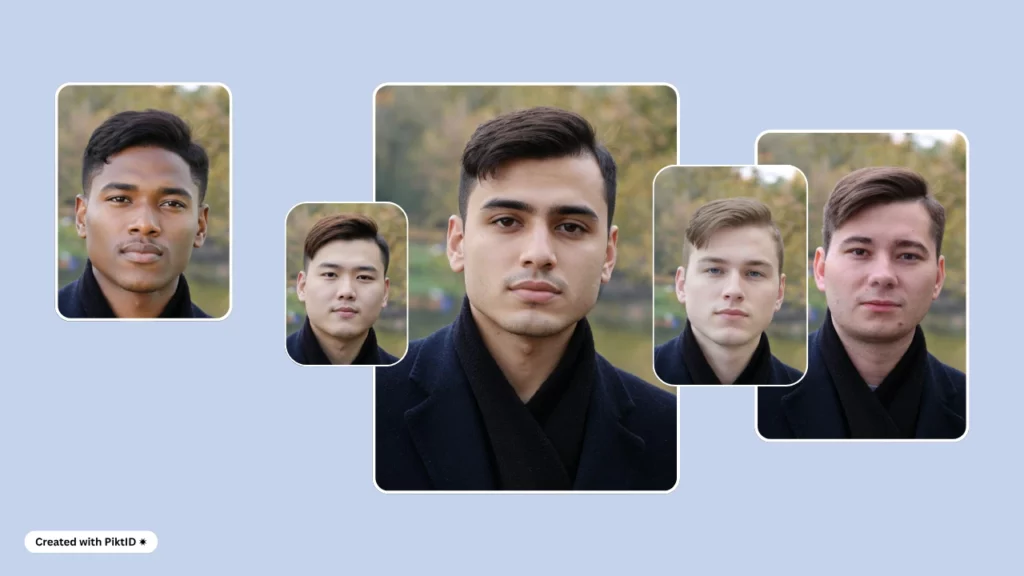 Imagen realista generada por IA de un hombre elegante con un abrigo negro largo. El atuendo y el look del individuo están diseñados para adaptarse a la forma de su rostro, lo que resalta cómo las herramientas de IA para la moda pueden personalizar la elección de vestuario según los atributos faciales y la simetría.