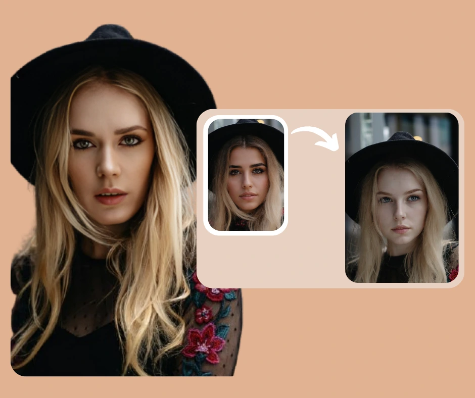 Nahaufnahme eines blonden Mädchens, die detaillierte Gesichtszüge nach dem Gesichtsaustausch hervorhebt. Das Bild zeigt, wie die KI die natürliche Haarstruktur, den Hautton und die Ausdruckskonsistenz beibehält.