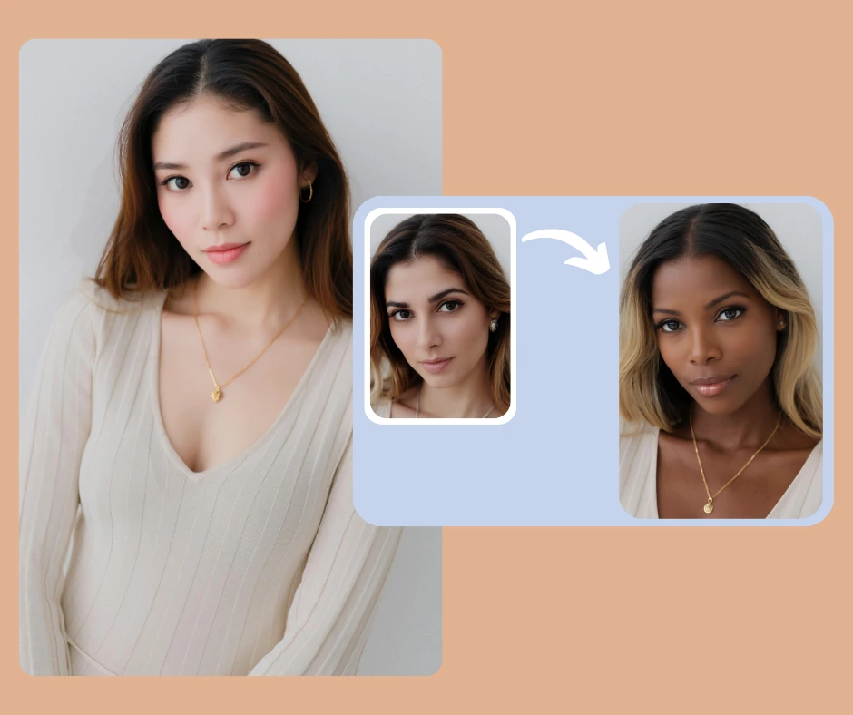 Mit dem KI-gestützten PiktID lässt sich das Erscheinungsbild einer Frau in verschiedene Looks und Stile verwandeln. Das Tool zeigt, wie digitale Modemarken Models im Handumdrehen diversifizieren können.