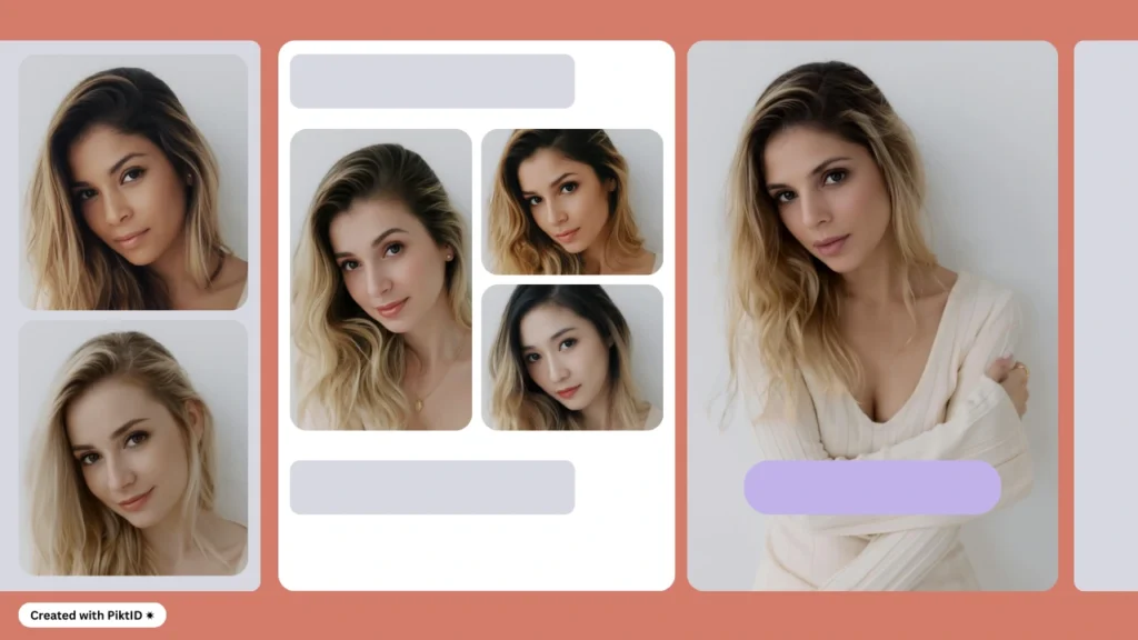 KI mit digitalen Models verschiedener Ethnien, gestylt in modernen Outfits, die Inklusivität und globale Repräsentation betonen.