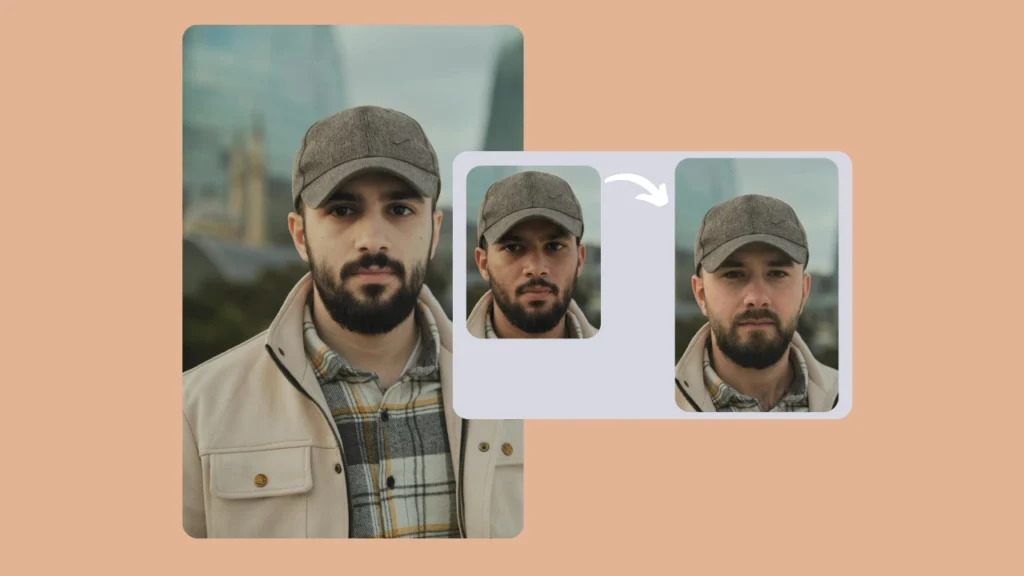 Un ejemplo de intercambio de rostros mediante fotografías con IA que demuestra cómo se puede intercambiar la identidad de una persona en fotografías usando PiktID, mostrando resultados de transformación facial antes y después.