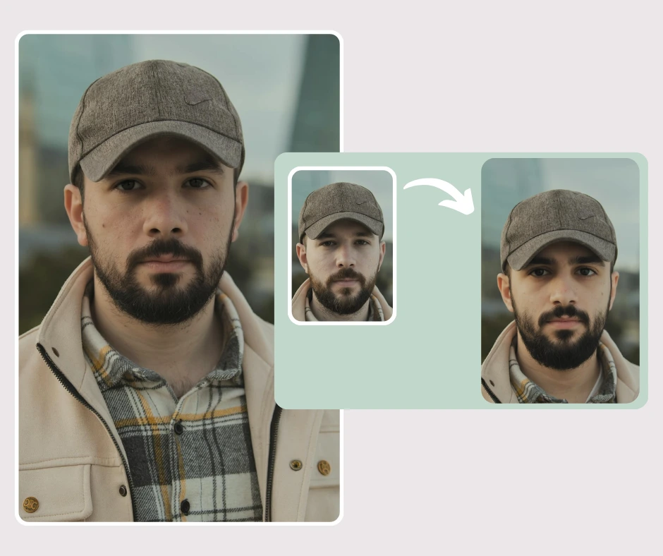 Visualización paso a paso que muestra el intercambio de fotografías con IA de PiktID en acción, donde el rostro de una persona cambia suavemente a otra identidad manteniendo detalles realistas.