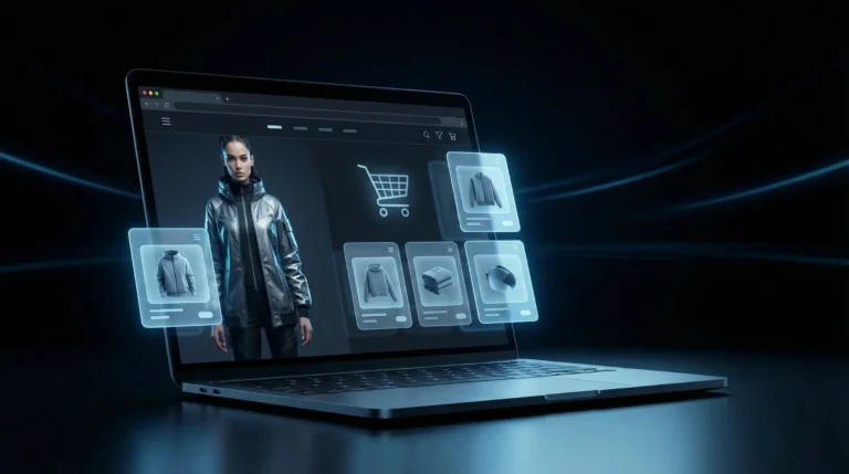 Página de producto de Shopify con fotografía de moda on-model generada por IA